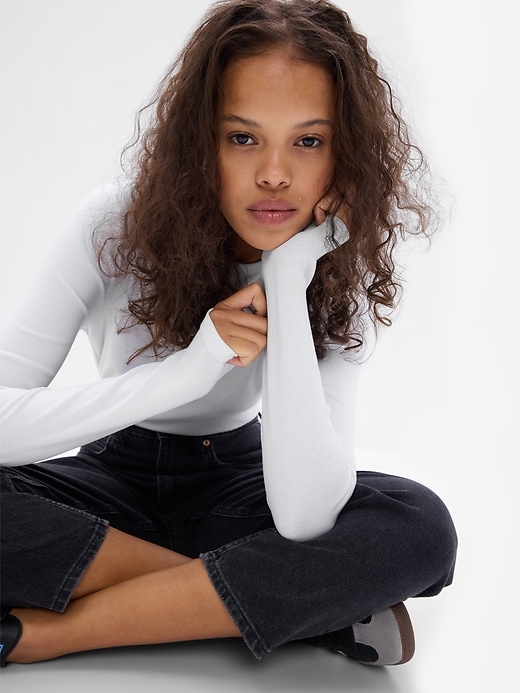 1 of 8 showing, with the color optic white of product Modern Crewneck T-Shirt