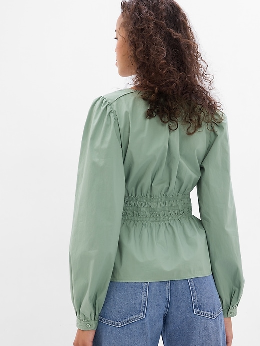Gabi Green Puff Sleeve Peplum Top