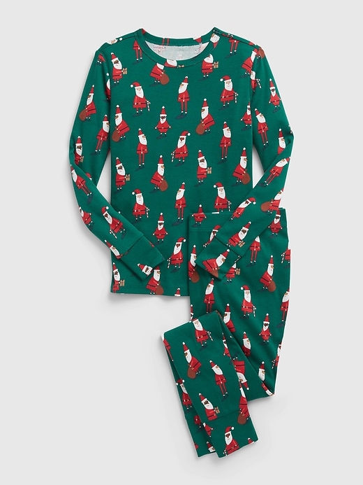 1 of 8 showing, with the color green santa of product Kids 100% Organic Cotton Santa PJ Set