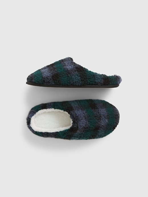 1 of 8 showing, with the color blackwatch plaid of product Kids Sherpa Slippers