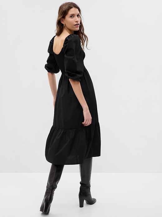 Image number 2 showing, Puff Sleeve Smocked Midi Dress