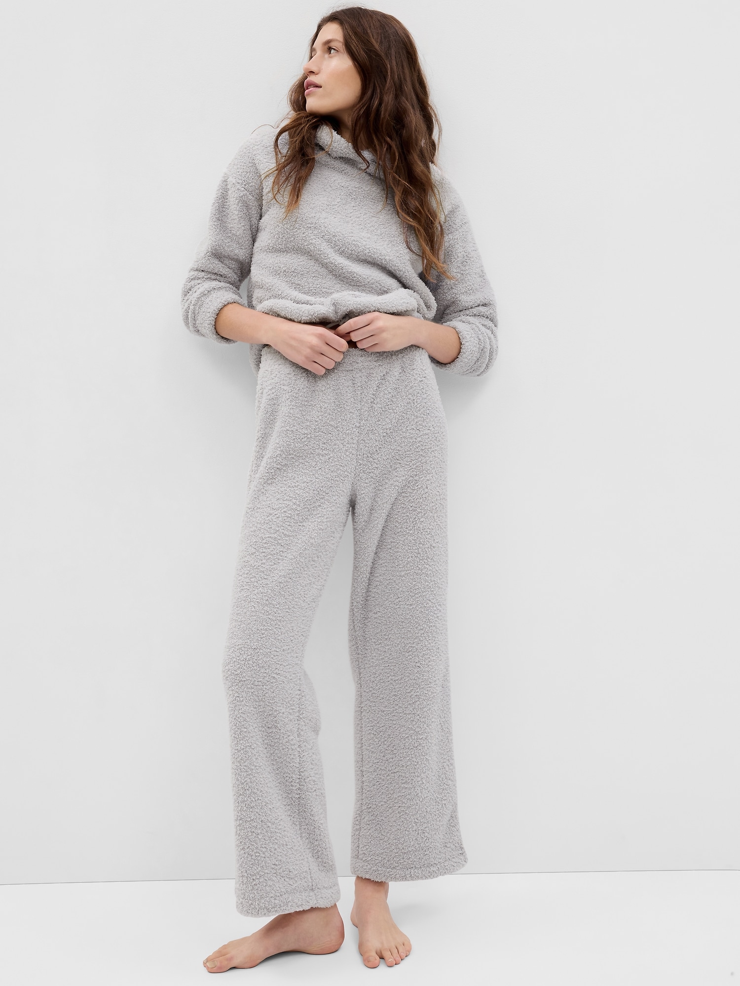 Gap Cozy Sherpa Pants In Crystal Grey