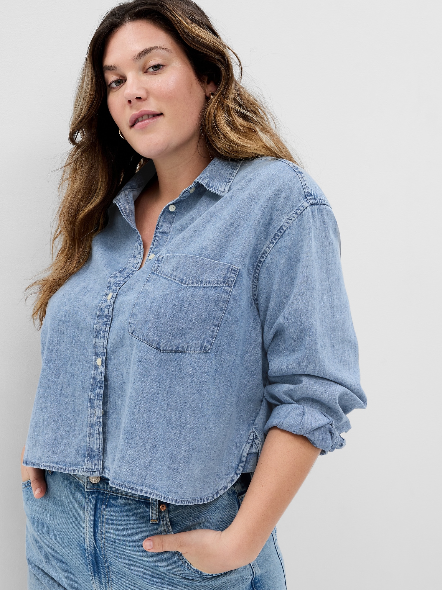 Cropped Denim Shirt | Gap