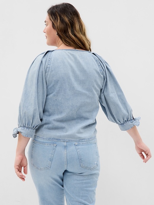 NINE9U sweat×denim balloon-sleeve Tops The Designer: Balloon Sleeve Bootcut Jumpsuit | Premium