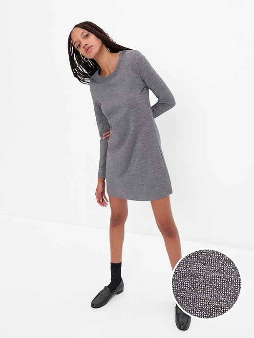 1 of 8 showing, with the color silver grey of product Metallic Swing Dress