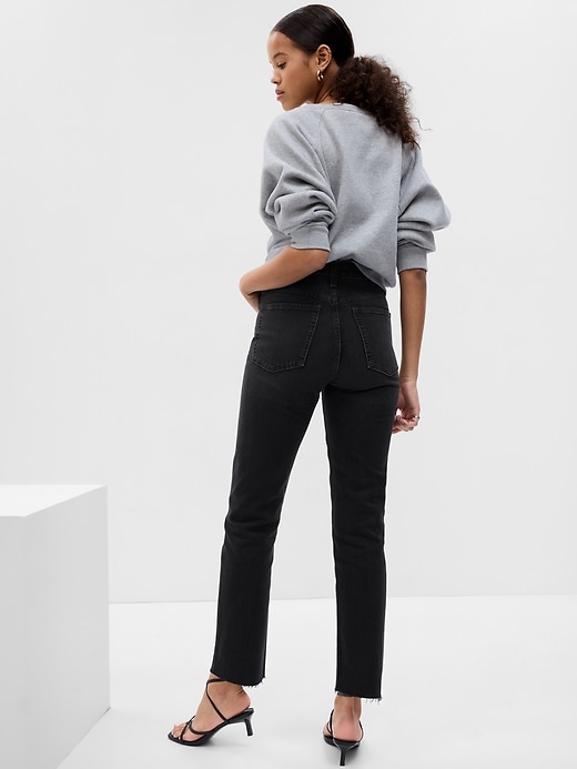 2 of 8 showing, with the color black rinse of product Sky High Rise Cheeky Straight Jeans