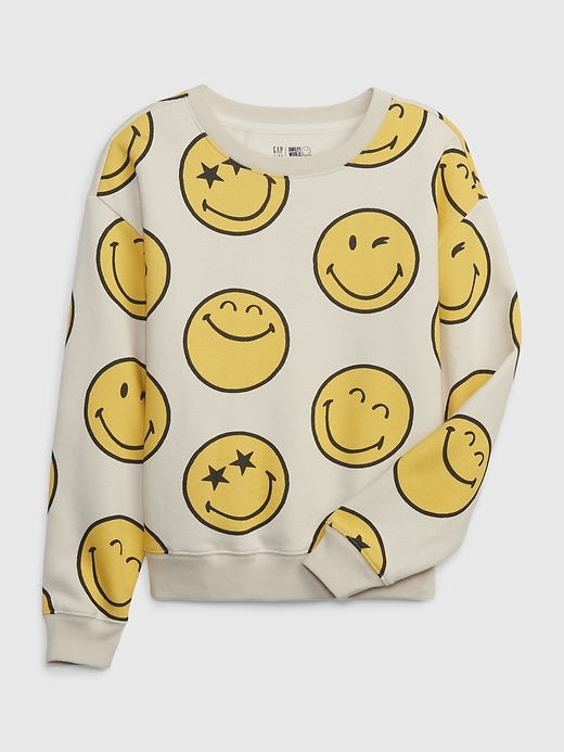 1 of 8 showing, with the color birch of product Gap × SmileyWorld® Kids Graphic Sweatshirt