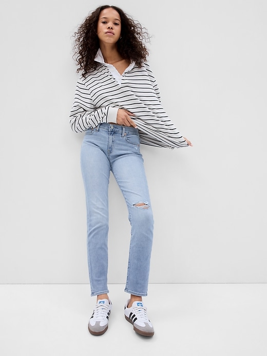 Image number 1 showing, Mid Rise Classic Straight Jeans