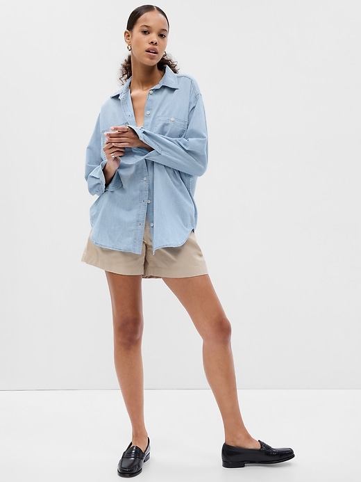 Image number 1 showing, Chambray Denim Big Shirt with Washwell