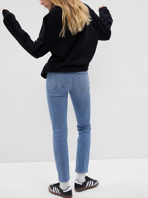 2 of 8 showing, with the color medium wash of product Mid Rise Classic Straight Jeans