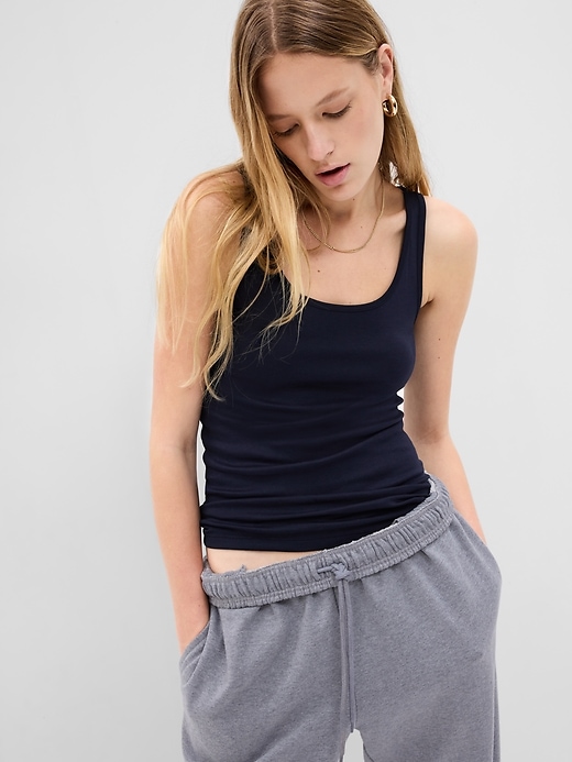 1 of 8 showing, with the color crayon true indigo of product Modern Tank Top