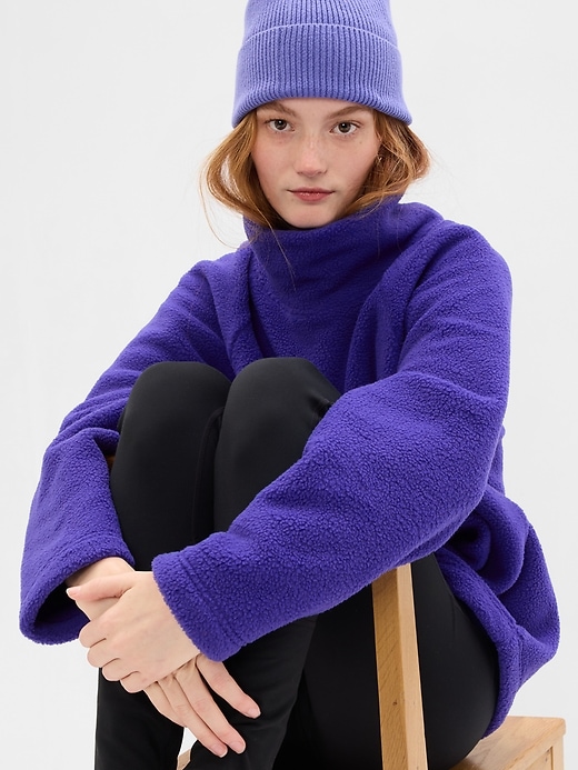 Fleece mock neck pullover deals