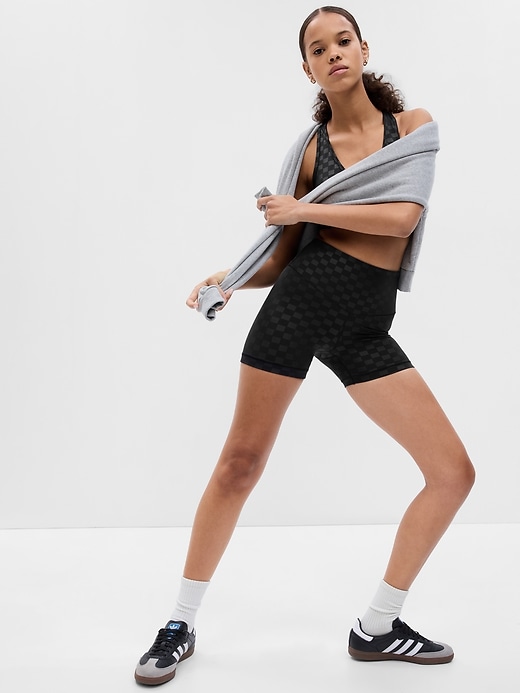 1 of 8 showing, with the color black check of product GapFit Sky High Rise Yoga Shorts in Eclipse