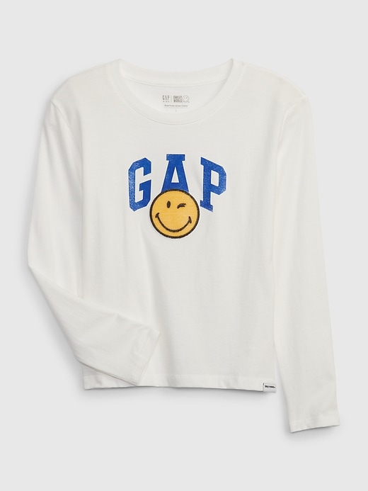 1 of 8 showing, with the color new off white of product Gap × SmileyWorld® Kids 100% Organic Cotton Graphic T-Shirt