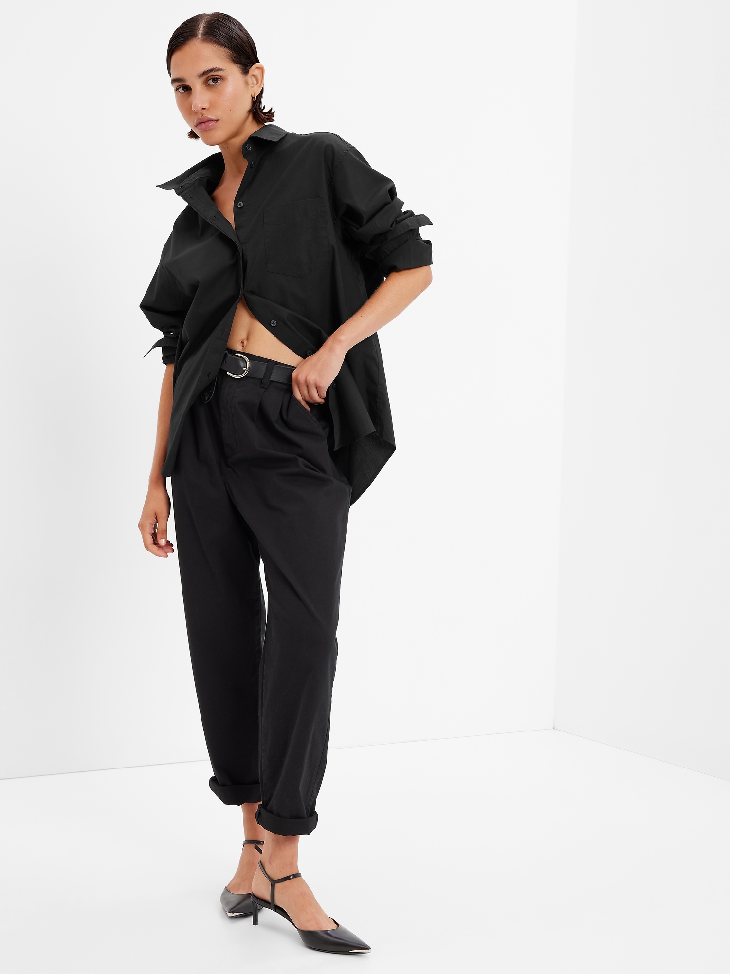 Gap Organic Cotton Big Shirt In Black