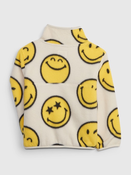 2 of 8 showing, with the color white print of product Gap × SmileyWorld® Toddler Fleece Mockneck Pullover
