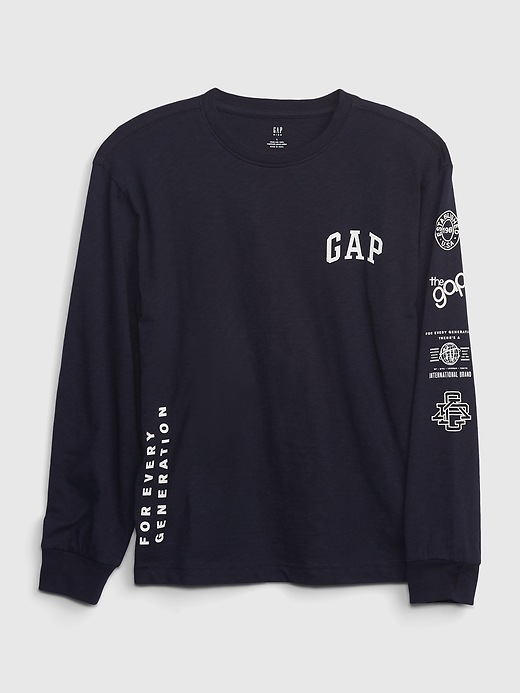 1 of 8 showing, with the color green of product Kids Cotton Gap Logo T-Shirt