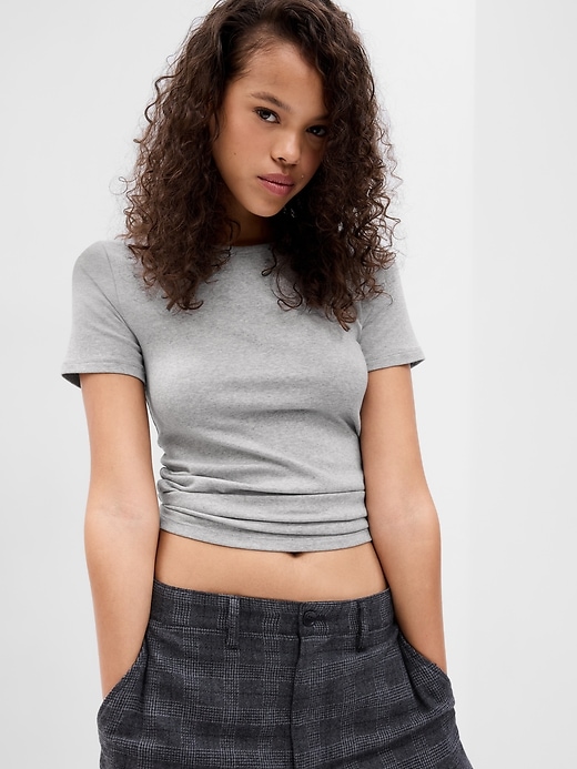 1 of 8 showing, with the color heather grey of product Modern Crewneck T-Shirt