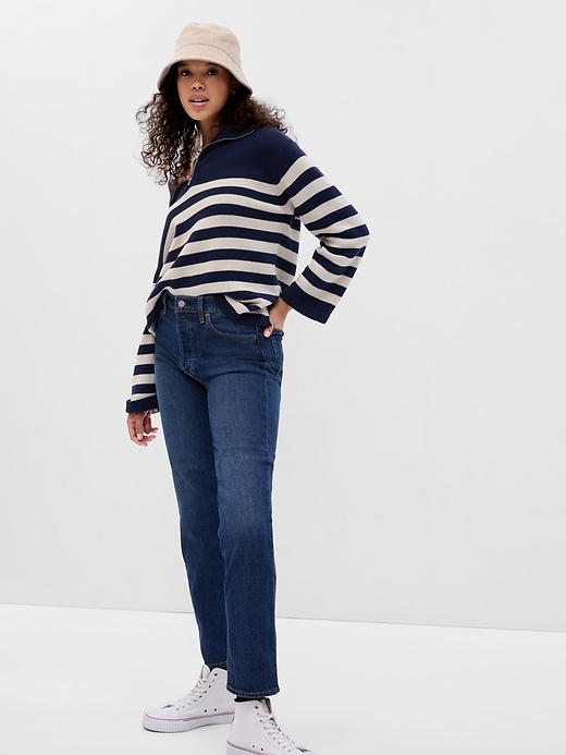 Image number 1 showing, High Rise Cheeky Straight Jeans With Washwell