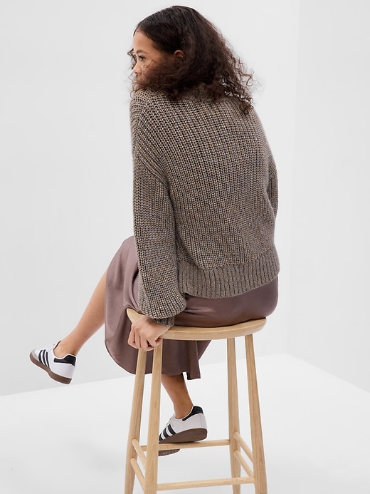 2 of 8 showing, with the color taupe brown sparkle of product Chunky V-Neck Cardigan