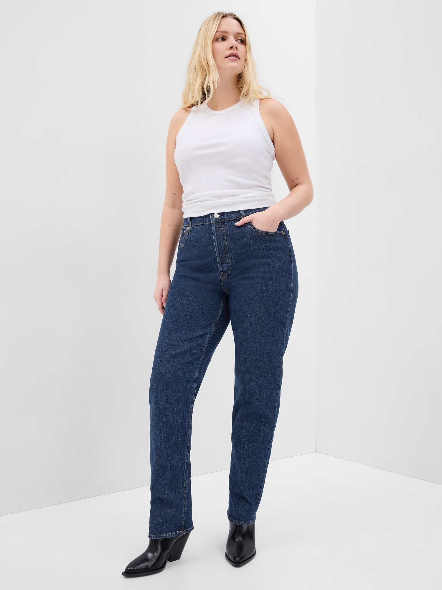 High rise cheeky straight jeans gap deals