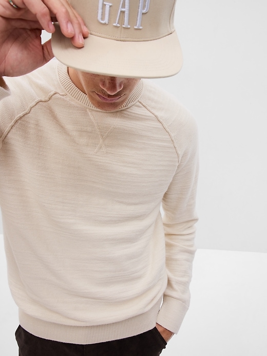 Image number 1 showing, Slub Cotton Raglan Crewneck Sweater