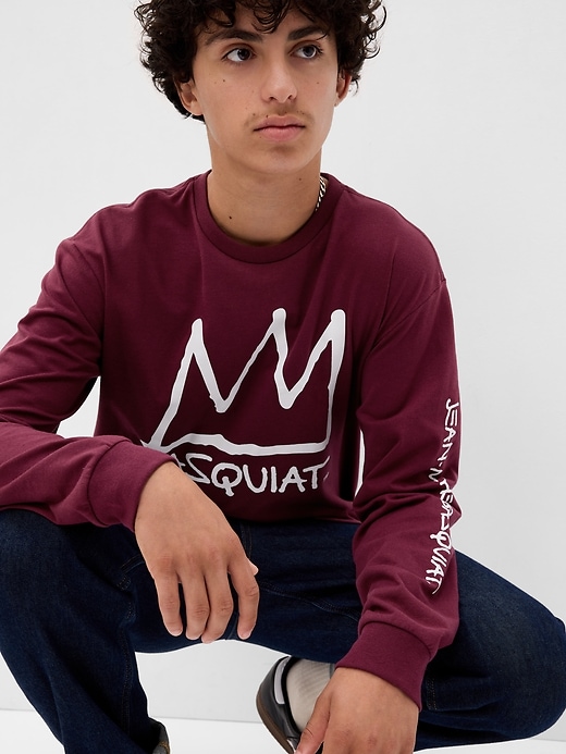 1 of 8 showing, with the color plum pudding of product Jean-Michel Basquiat Teen Graphic T-Shirt
