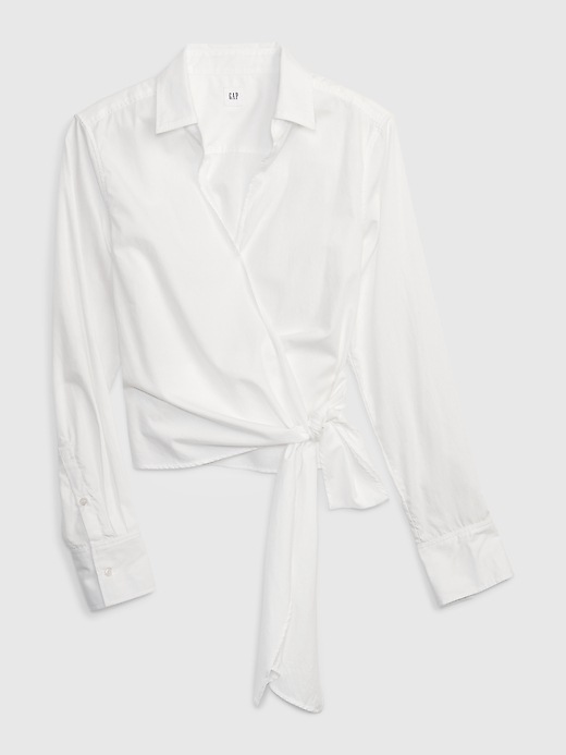 100% Organic Cotton Cropped Wrap Shirt | Gap