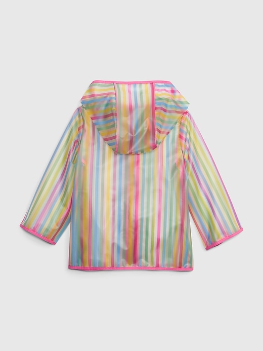 2 of 8 showing, with the color multi stripe of product Toddler Striped Translucent Rain Jacket
