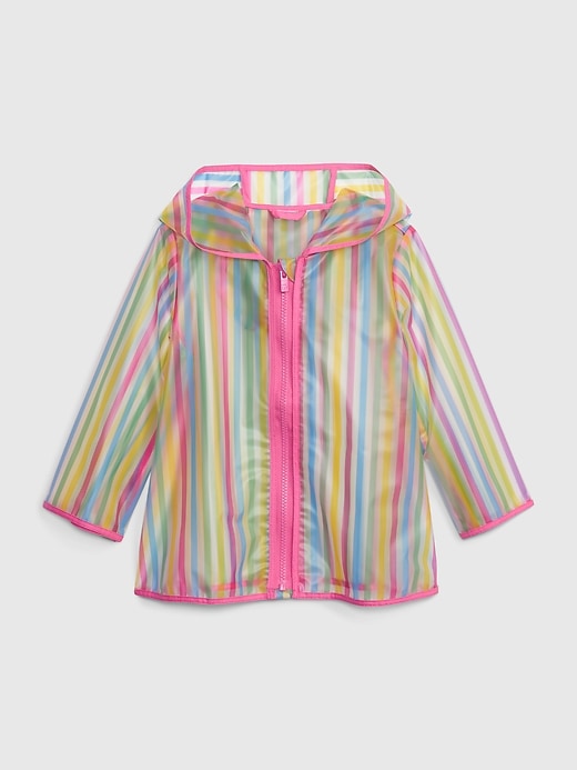 1 of 8 showing, with the color multi stripe of product Toddler Striped Translucent Rain Jacket