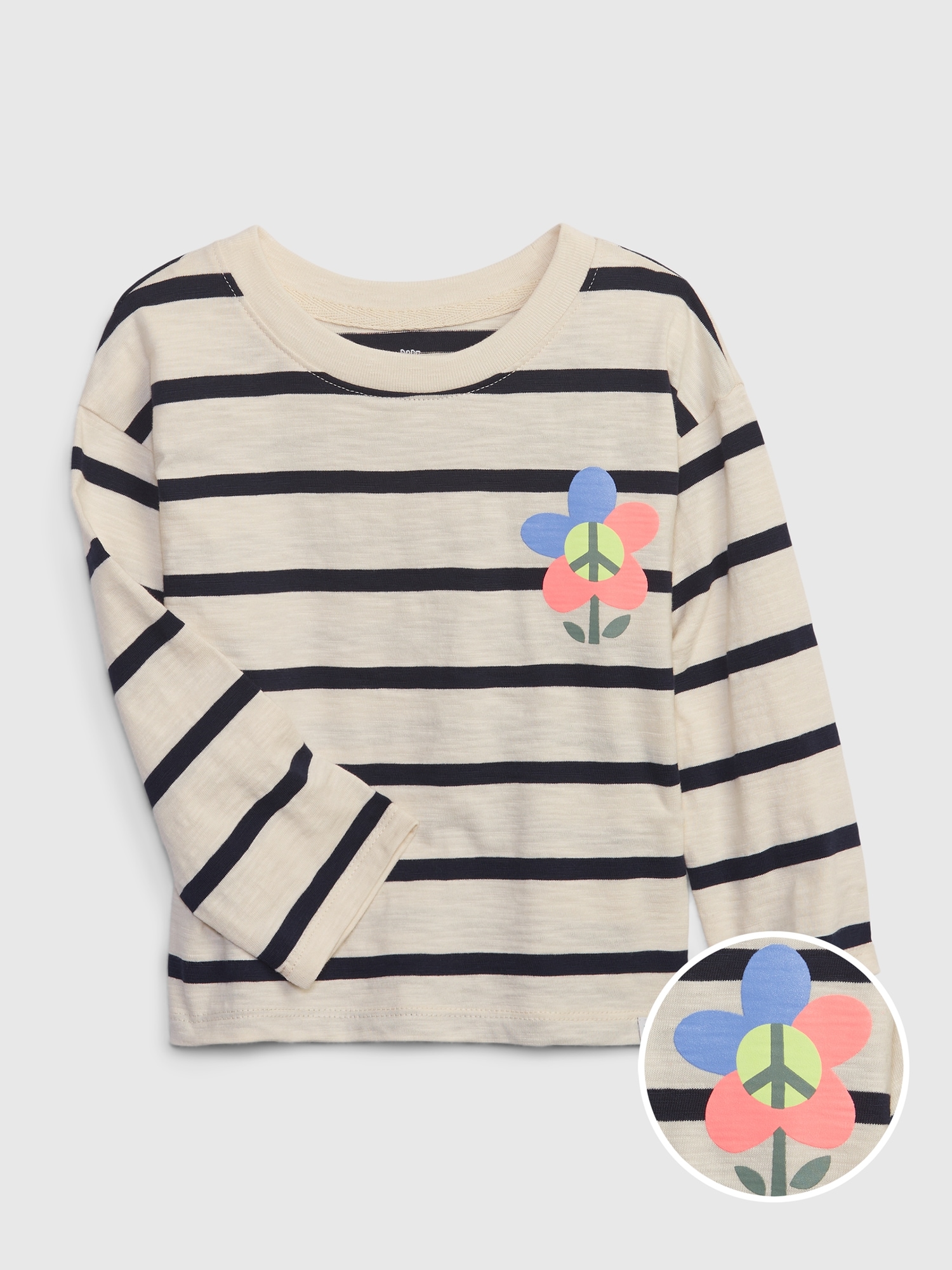 Gap Toddler Floral Striped Shirt blue. 1