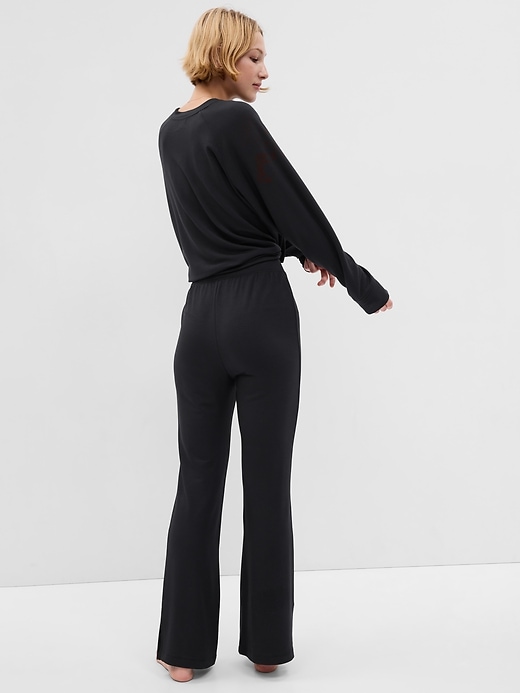2 of 8 showing, with the color black of product LENZING™ TENCEL™ Modal Supersoft Split Flare Pants