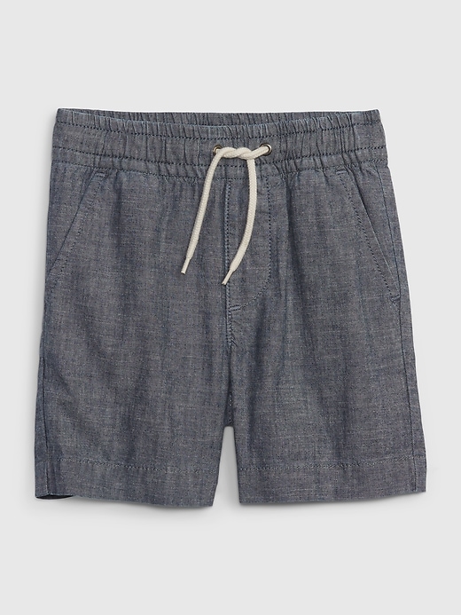 1 of 8 showing, with the color indigo blue chambray of product Toddler Easy Pull-On Shorts