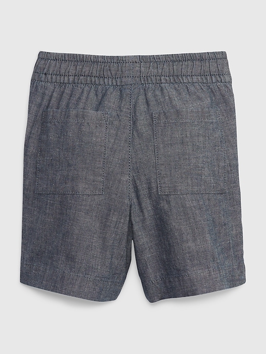 2 of 8 showing, with the color indigo blue chambray of product Toddler Easy Pull-On Shorts