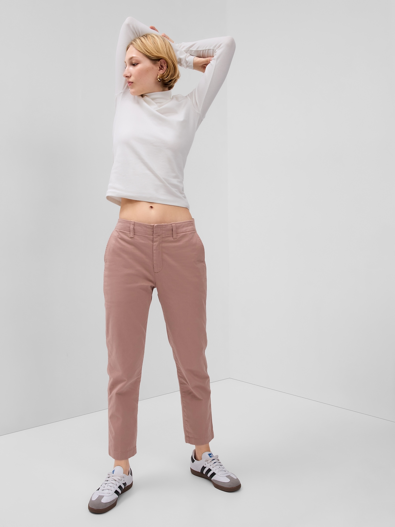 Gap Downtown Khakis with Washwell pink. 1