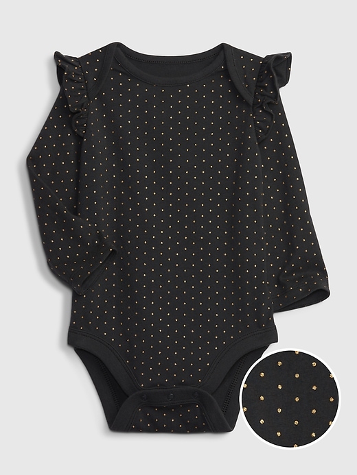1 of 8 showing, with the color moonless night of product Baby 100% Organic Cotton Mix and Match Ruffle Bodysuit