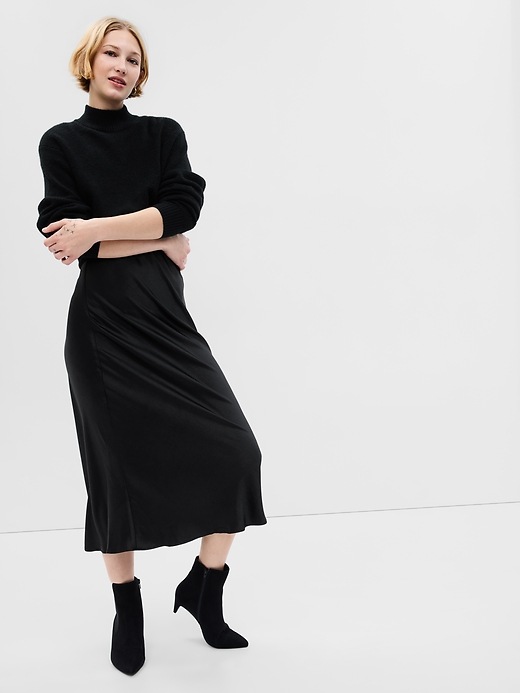 gap satin high neck midi dress Satin High Neck Midi Dress