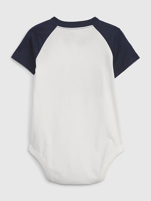 2 of 8 showing, with the color new off white of product Baby 100% Organic Cotton Mix and Match Gap Logo Bodysuit