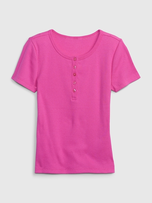 1 of 8 showing, with the color standout pink of product Kids Rib Henley T-Shirt