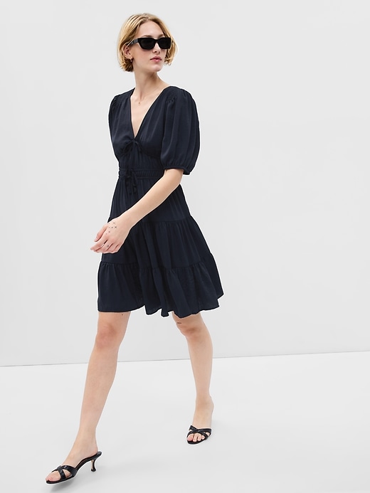 Tie-Front Tiered Mini Dress | Gap