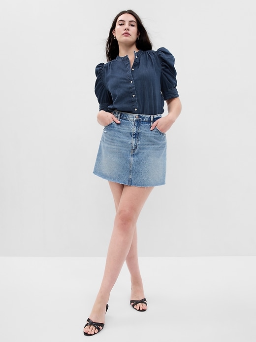 Image number 4 showing, Puff Sleeve Denim Shirt with Washwell