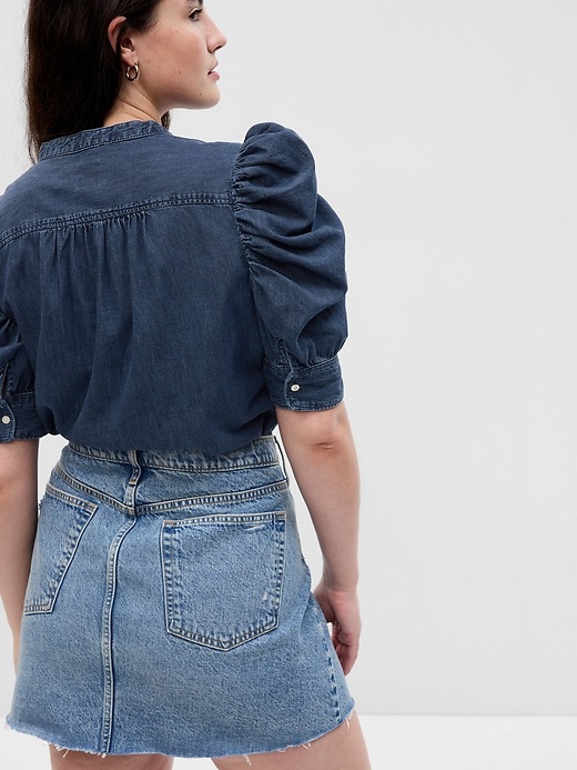 Image number 5 showing, Puff Sleeve Denim Shirt with Washwell
