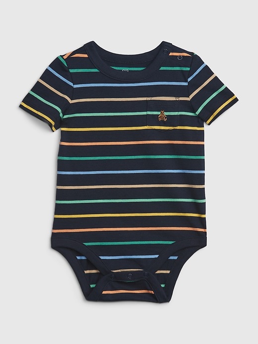 Baby Striped Knitted Fake 2pcs Bodysuit main image 1