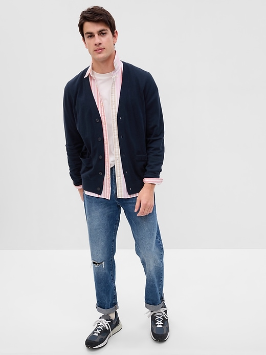 1 of 8 showing, with the color new classic navy of product Cotton-Blend Cardigan