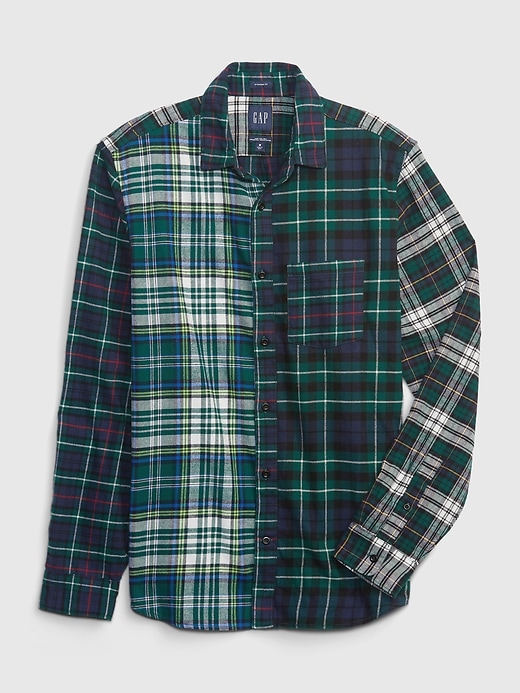 Image number 3 showing, 100% Organic Cotton Mixed Plaid Flannel Shirt