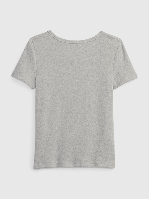 2 of 8 showing, with the color grey of product Kids Rib Henley T-Shirt