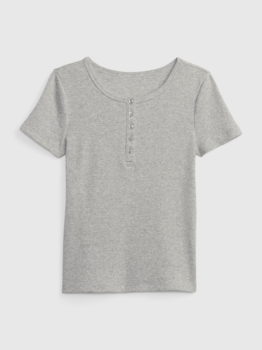 1 of 8 showing, with the color grey of product Kids Rib Henley T-Shirt