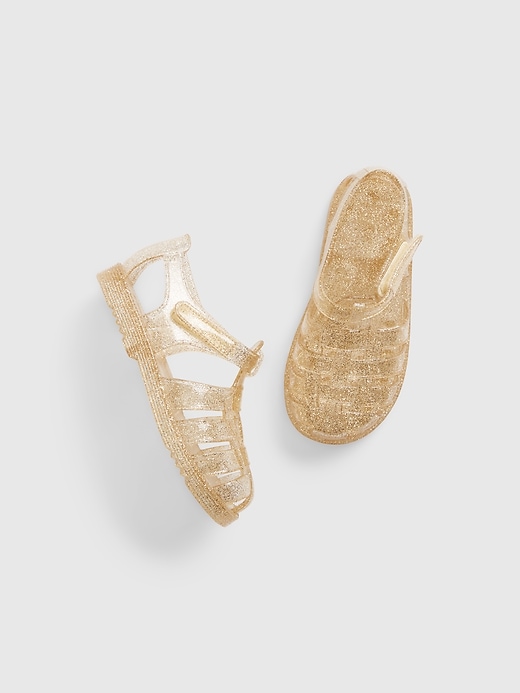 1 of 8 showing, with the color gold of product Toddler Jelly Sandals