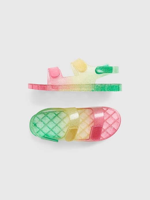 1 of 8 showing, with the color multi of product Kids Glitter Jelly Sandals