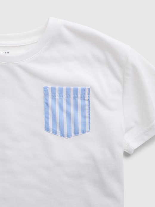 2 of 8 showing, with the color blue stripe of product Kids 100% Recycled Stripe PJ Set